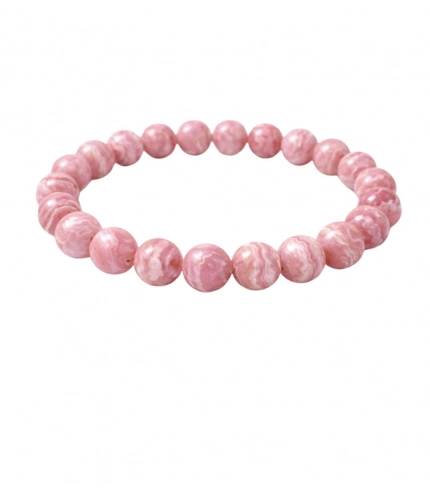 Generic Natural Crystal 8mm Rhodochrosite Bracelet (Pink)