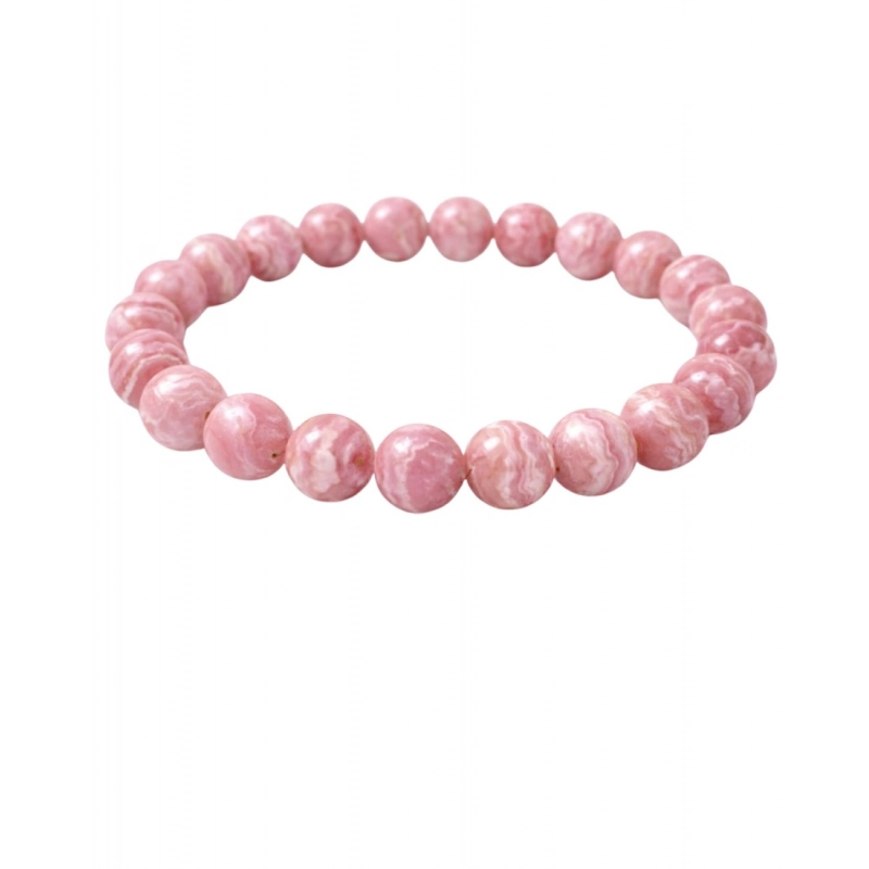 Generic Natural Crystal 8mm Rhodochrosite Bracelet (Pink)