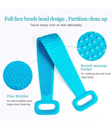 Generic Pack Of 2_Silicone Bath Scrubber Belt – Dual-Sided Exfoliating Body Cleaning Strap (Color: Assorted )