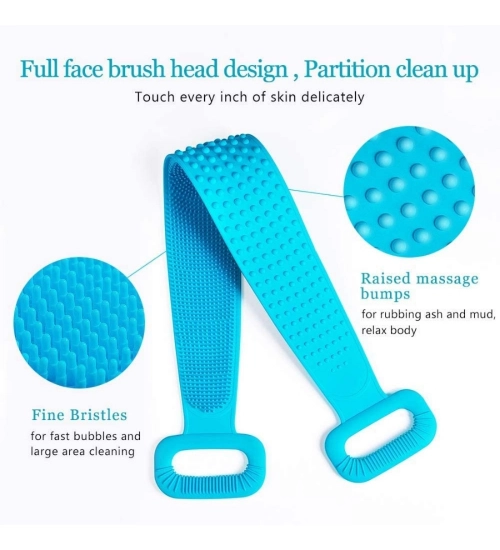 Generic Pack Of 2_Silicone Bath Scrubber Belt – Dual-Sided Exfoliating Body Cleaning Strap (Color: Assorted )