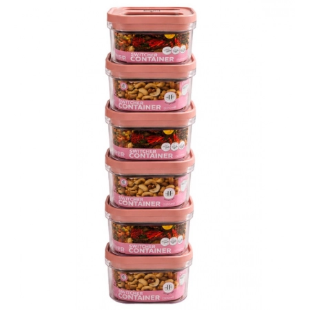 Generic Pack of 6 Switchers Airtight Storage Container Set 1250 ML (Pink) Generic Pack of 6 Switchers Airtight Storage Container Set 1250 ML (Pink)