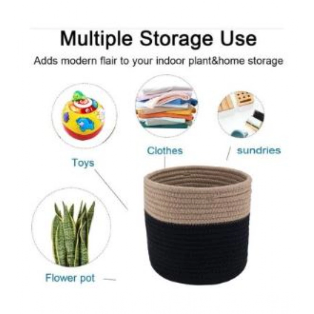Generic Cotton Flower Pot With Out Lid (Beige-Black) Generic Cotton Flower Pot With Out Lid (Beige-Black)