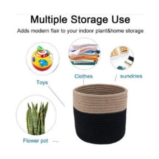 Generic Cotton Flower Pot With Out Lid (Beige-Black)