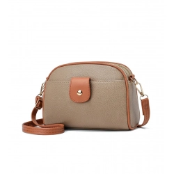 Generic Women's PU Leather Zipper Sling Bag (Khakhi)