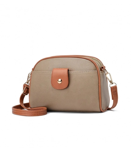 Generic Women's PU Leather Zipper Sling Bag (Khakhi)