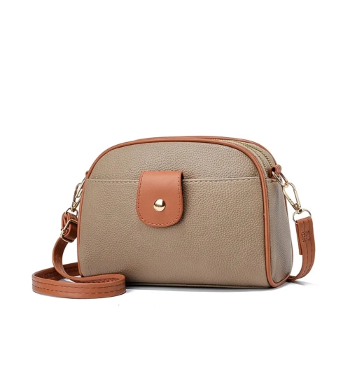 Generic Women's PU Leather Zipper Sling Bag (Khakhi)