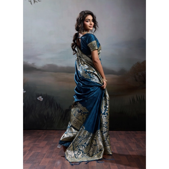 Generic Women's Silk Blend Printed Saree With Unstitched Blouse 5.5Mtr (Navy Blue) Generic Women's Silk Blend Printed Saree With Unstitched Blouse 5.5Mtr (Navy Blue)