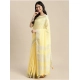 Generic Women's Linen Cotton Printed Saree With Unstitched Blouse 5.5Mtr (Yellow)