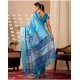 Generic Women's Faux_Silk Printed Saree With Unstitched Blouse 5.5Mtr (Sky_Blue)