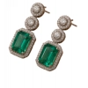 Generic Women's Brass Silver Plated Drop Earrings (Green) Generic Women's Brass Silver Plated Drop Earrings (Green)
