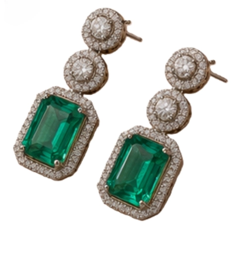 Generic Women's Brass Silver Plated Drop Earrings (Green) Generic Women's Brass Silver Plated Drop Earrings (Green)