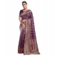 Generic Women's Jacquard Printed Saree With Unstitched Blouse 5.5Mtr (Purple)