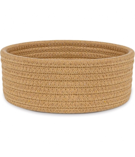 Generic Cotton 8x3 Inch Round 1 Pcs Bedside Organizer With Out Lid (Beige)