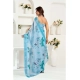 Generic Women's Linen Cotton Printed Ready To Wear Saree With Unstitched Blouse 5.5 Mtr (Sky_Blue)