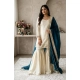 Generic Women's Silk Embroidered 3/4th Sleeve V-Neck Kurti With Sharara Pant and Dupatta Set (Cream & Teal) Generic Women's Silk Embroidered 3/4th Sleeve V-Neck Kurti With Sharara Pant and Dupatta Set (Cream & Teal)