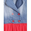 Generic Girl's Denim Roll Up Buttoned Dress (Blue-Red) Generic Girl's Denim Roll Up Buttoned Dress (Blue-Red)