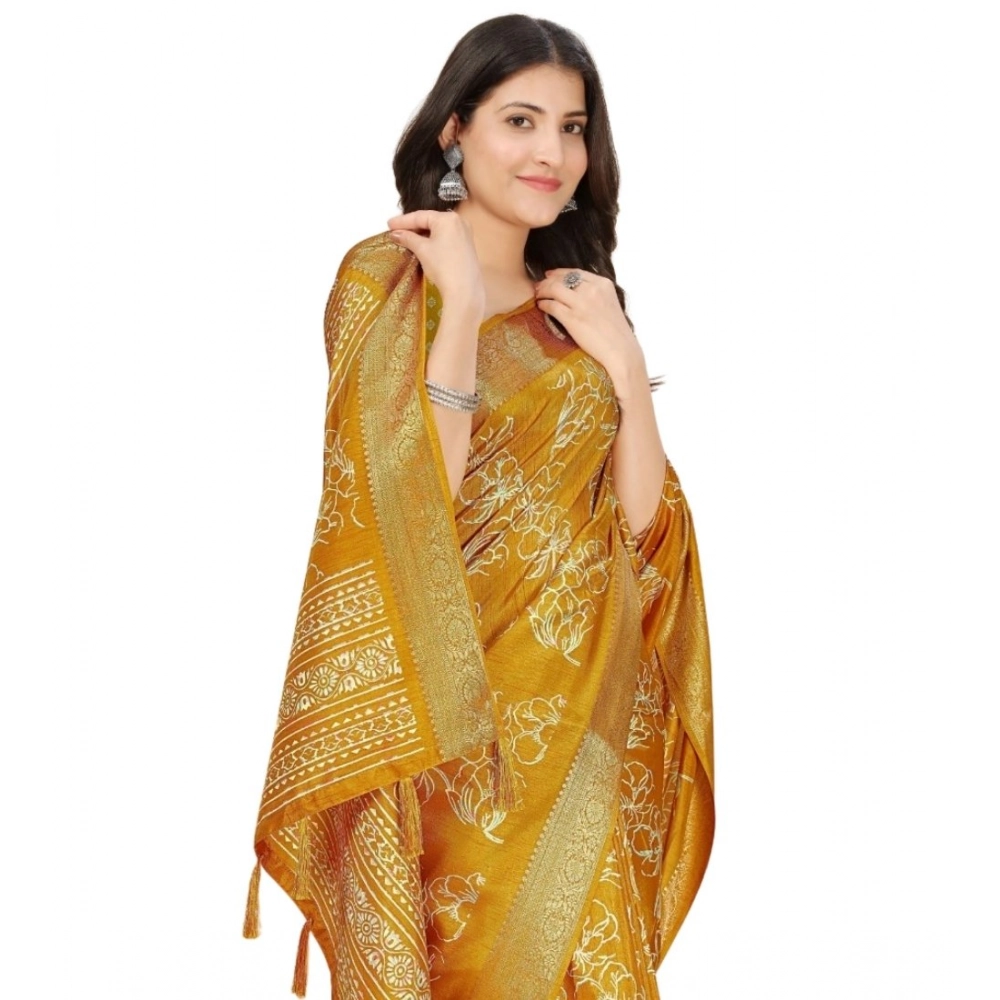 Generic Women's Cotton Silk Floral Printed Saree With Unstitched Blouse 5.5Mtr (Yellow) Generic Women's Cotton Silk Floral Printed Saree With Unstitched Blouse 5.5Mtr (Yellow)