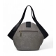 Generic Women's Polyurethane Floral Printed Hexagonal Satchel Handbag with Adjustable Strap (Grey)