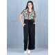 Generic Girl's Polyester Printed Short Sleeves Jumpsuit (Multicolor-Black) Generic Girl's Polyester Printed Short Sleeves Jumpsuit (Multicolor-Black)