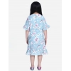 Generic Girl's Polyester Crepe Floral Bell Sleeve Dress (Turquoise Blue) Generic Girl's Polyester Crepe Floral Bell Sleeve Dress (Turquoise Blue)