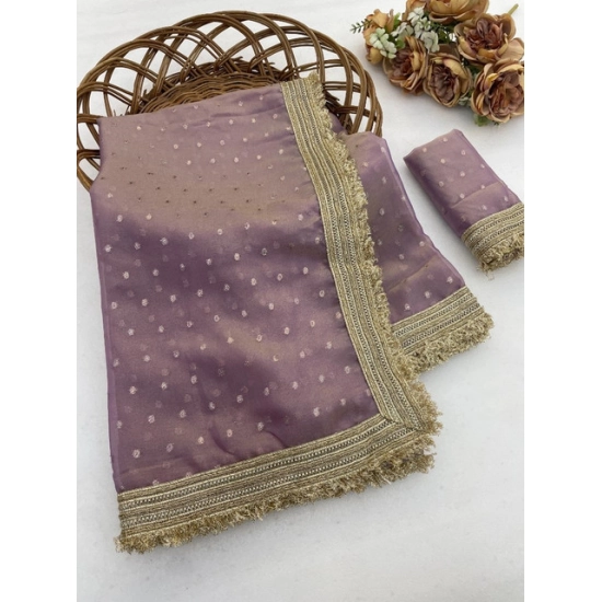 Generic Women's Silk Embellished Saree With Unstitched Blouse 5.5Mtr (Lavender) Generic Women's Silk Embellished Saree With Unstitched Blouse 5.5Mtr (Lavender)