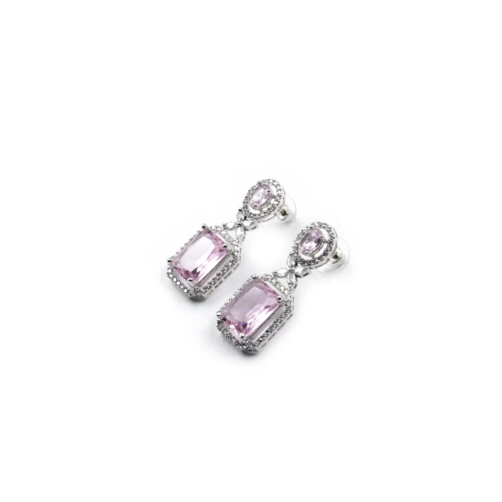 Generic Women's Brass Silver Plated Drop Earrings (Pink) Generic Women's Brass Silver Plated Drop Earrings (Pink)