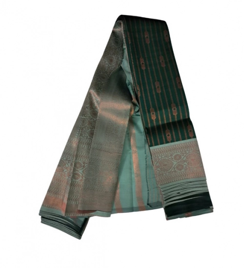 Generic Women's Soft Silk Wooven Saree With Unstitched Blouse 5.5Mtr (Green)