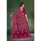 Generic Women's Soft Pure Cotton Printed Saree With Unstitched Blouse 5.5Mtr (Wine)