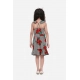 Generic Girl's Polyester Crepe Floral Shoulder Straps Dress (Red)