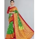Generic Women's Litchi silk Printed Saree With Unstitched Blouse  5-6 Mtrs (Green)