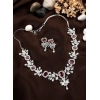 Generic Women's Brass Silver Plated Necklace set (Red)
