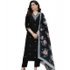 Generic Women's Chanderi Silk Ethnic Motif V-Neck 3/4th Sleeve Kurti With Pant Dupatta Set (Black) Generic Women's Chanderi Silk Ethnic Motif V-Neck 3/4th Sleeve Kurti With Pant Dupatta Set (Black)