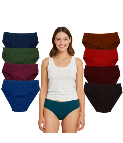 Generic Pack of_9 Women's Cotton Solid Hipster Panty (Multicolor)