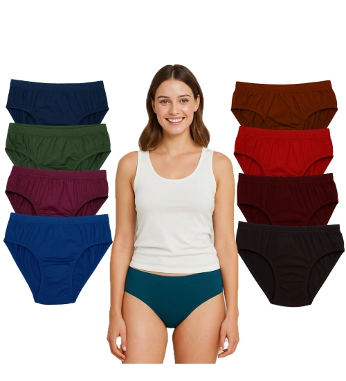 Generic Pack of_9 Women's Cotton Solid Hipster Panty (Multicolor)