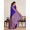 Generic Women's Jacquard Woven Saree With Unstitched Blouse 5.5Mtr (Blue)