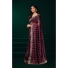 Generic Women's Net Sequence Saree With Unstitched Blouse 5.5Mtr (Maroon)