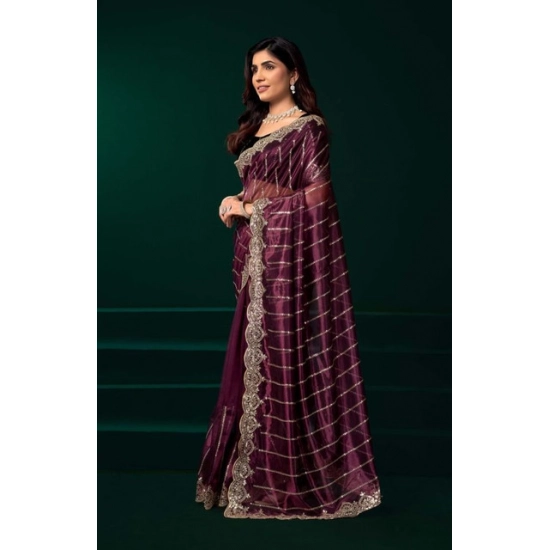 Generic Women's Net Sequence Saree With Unstitched Blouse 5.5Mtr (Maroon) Generic Women's Net Sequence Saree With Unstitched Blouse 5.5Mtr (Maroon)