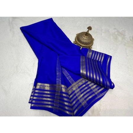 Generic Women's Crepe Chit Pallu Solid Saree With Unstitched Blouse 5.5Mtr (Blue) Generic Women's Crepe Chit Pallu Solid Saree With Unstitched Blouse 5.5Mtr (Blue)