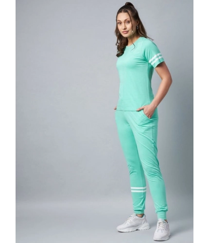 Generic Women's Cotton Striped Short Sleeve Tracksuit (Green)