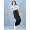 Generic Girl's Polyester Floral Short Sleeves Jumpsuit (Green-Black) Generic Girl's Polyester Floral Short Sleeves Jumpsuit (Green-Black)