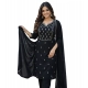 Generic Women's Georgette Ethnic Motif Round 3/4th Sleeve Kurti With Pant Dupatta Set (Black) Generic Women's Georgette Ethnic Motif Round 3/4th Sleeve Kurti With Pant Dupatta Set (Black)