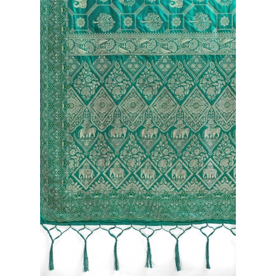 Generic Women's Silk Blend Printed Saree With Unstitched Blouse 5.5Mtr (Rama Green) Generic Women's Silk Blend Printed Saree With Unstitched Blouse 5.5Mtr (Rama Green)