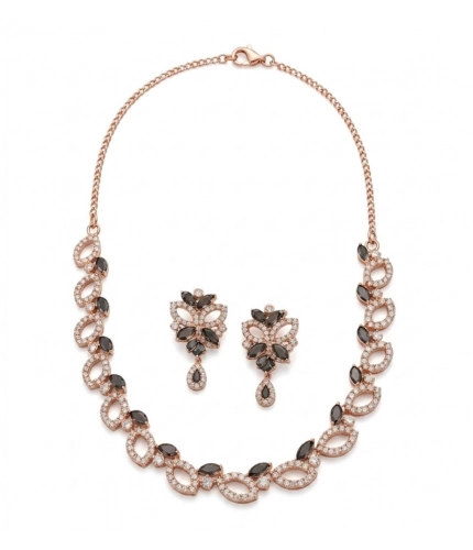 Generic Women's Brass Silver Plated Necklace set (Silver)