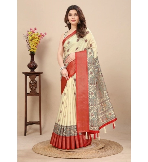 Generic Women's Cotton Silk Printed Saree With Unstitched Blouse 5.5Mtr (Cream) Generic Women's Cotton Silk Printed Saree With Unstitched Blouse 5.5Mtr (Cream)