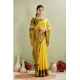 Generic Women's Silk Blended Jaquard Woven Saree With Unstitched Blouse 5.5Mtr (Yellow)