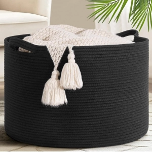 Generic Cotton Basket 14x12 Inch Storage Basket For Clothes With Out Lid (Black)