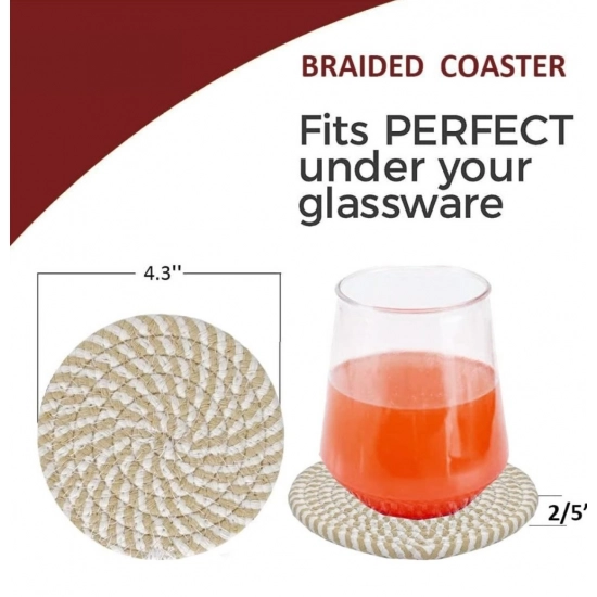 Generic Cotton Rope Drink Coasters 6 Pcs Set (Beige-White) Generic Cotton Rope Drink Coasters 6 Pcs Set (Beige-White)