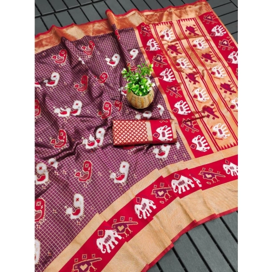 Generic Women's Soft Litchi Silk Jacquard Work Saree With Unstitched Blouse 5.5Mtr (Purple) Generic Women's Soft Litchi Silk Jacquard Work Saree With Unstitched Blouse 5.5Mtr (Purple)
