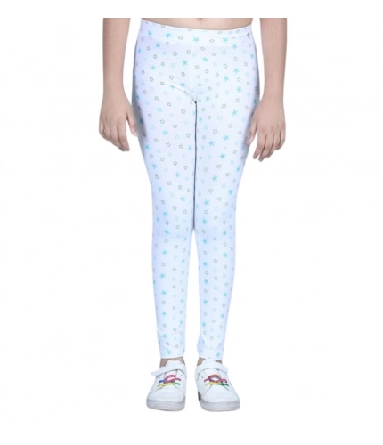 Generic Girl's Cotton Lycra Printed Elasticated Leggings (White) Generic Girl's Cotton Lycra Printed Elasticated Leggings (White)