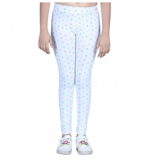 Generic Girl's Cotton Lycra Printed Elasticated Leggings (White) Generic Girl's Cotton Lycra Printed Elasticated Leggings (White)